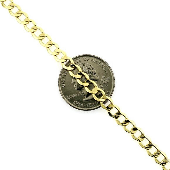 Real 10K Yellow Gold 4.5mm Cuban Link Chain Necklace 18" inch - Picture 2 of 6